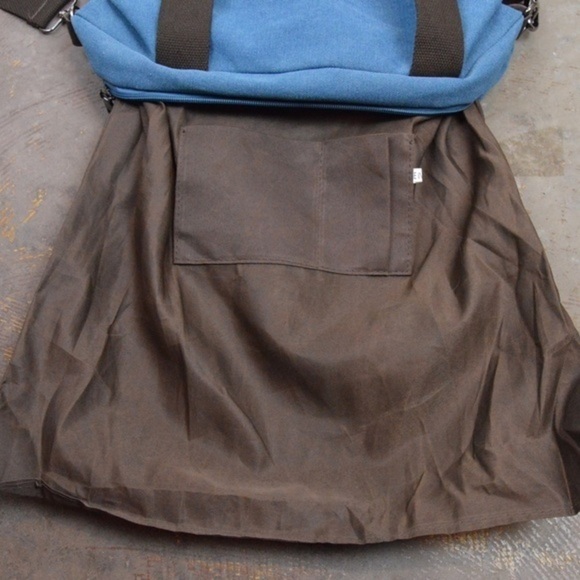 Crossbody Shoulder Canvas Messenger Bag, Ocean Blue & Brown - Picture 7 of 12